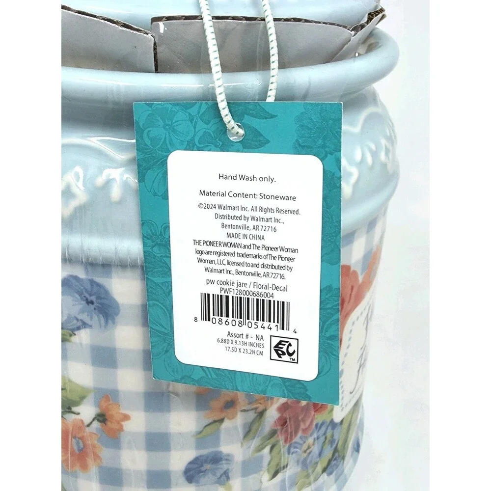Pioneer Woman Cookie Jar Happiness Is Homemade Embossed Stoneware Floral Gingham